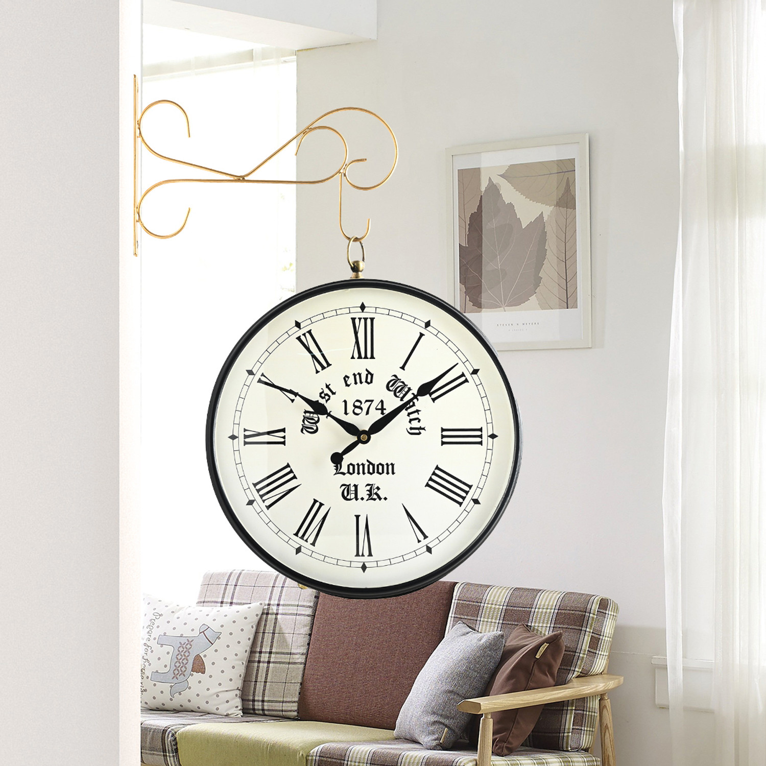 Image of Flipkart Perfect Homes Analog 25.4 cm X 25.4 cm Wall Clock (Gold, With Glass, Station Clock)