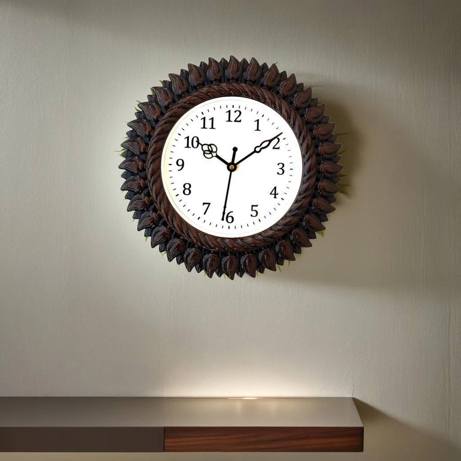 GrabBasket Analog 27 cm X 27 cm Wall Clock (Brown, With Glass, St
