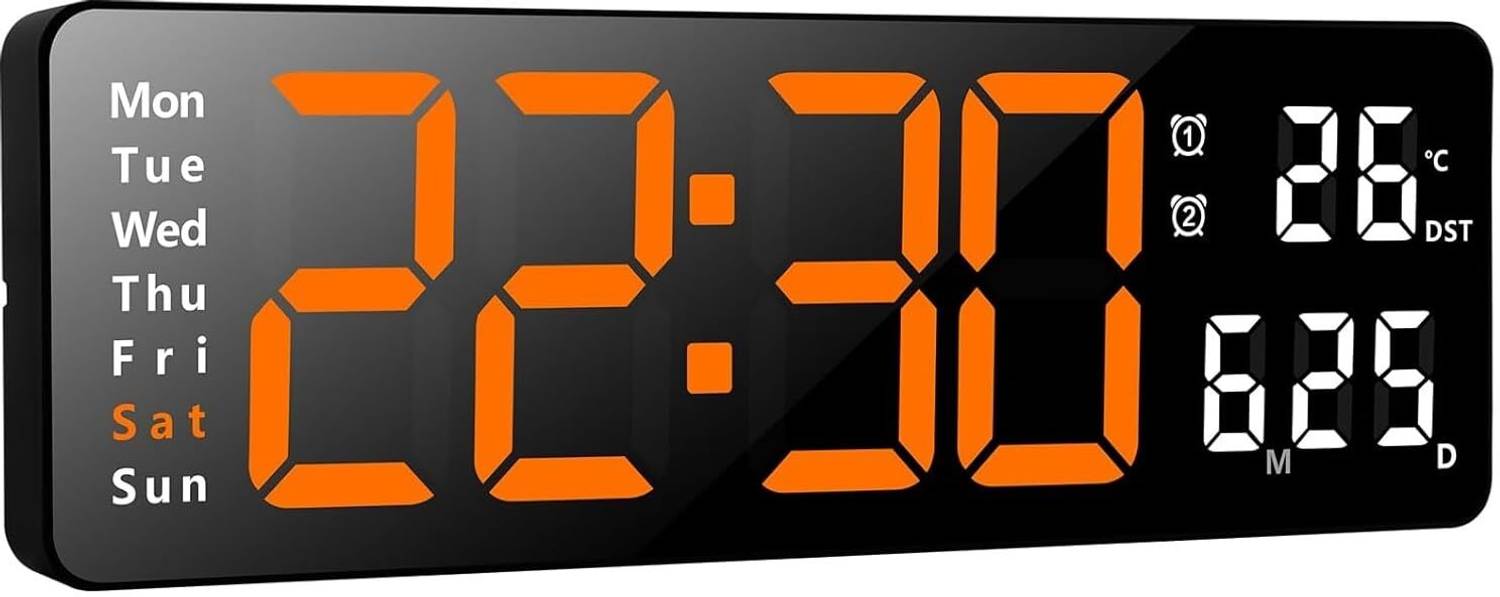 JANCOM 12x38 cm Digital Wall Clock Orange - Image 1