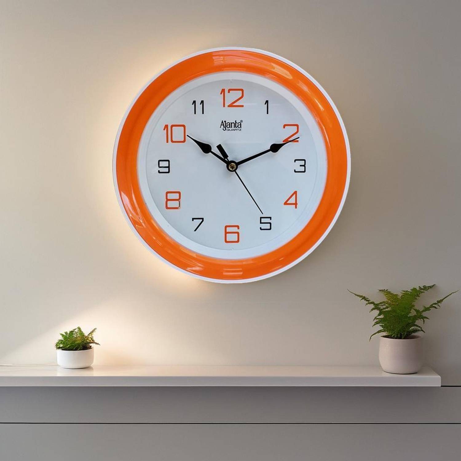 AJANTA Analog 20 cm X 20 cm Wall Clock (Orange, With Glass, Stand