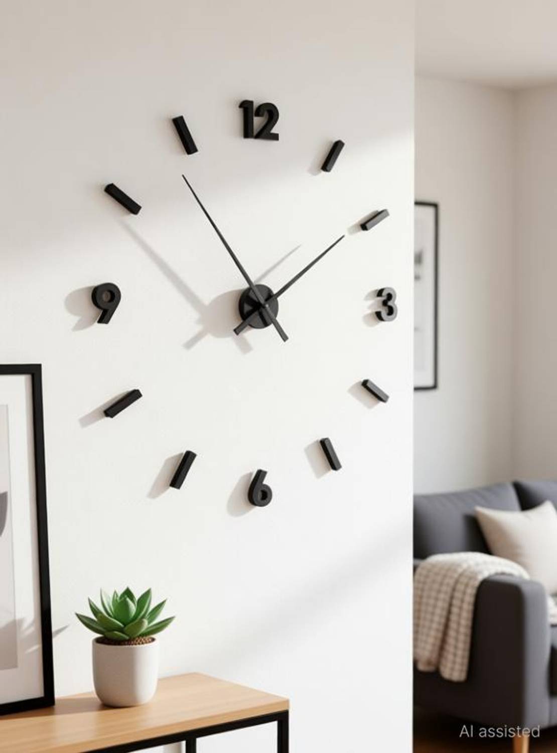 FASTQT 70cm X 70cm Analog Wall Clock Black - Image 3