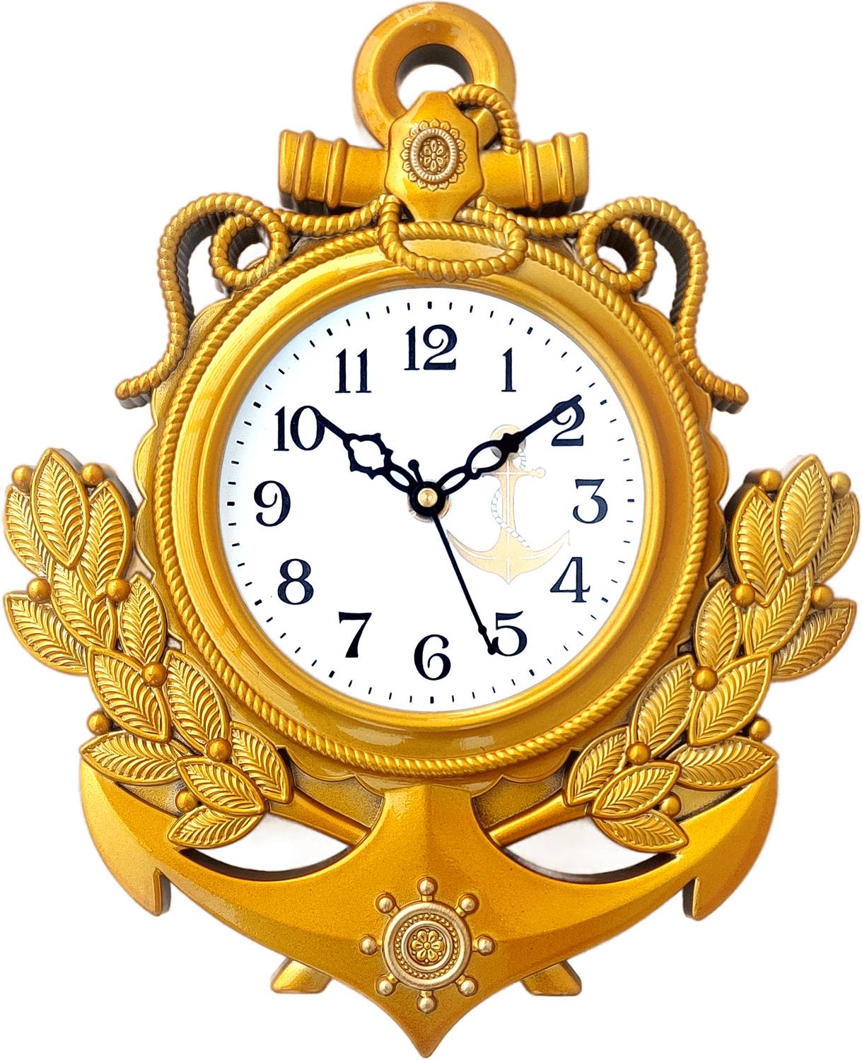 GrabBasket Analog 31 cm X 24 cm Wall Clock (Gold, With Glass, Sta