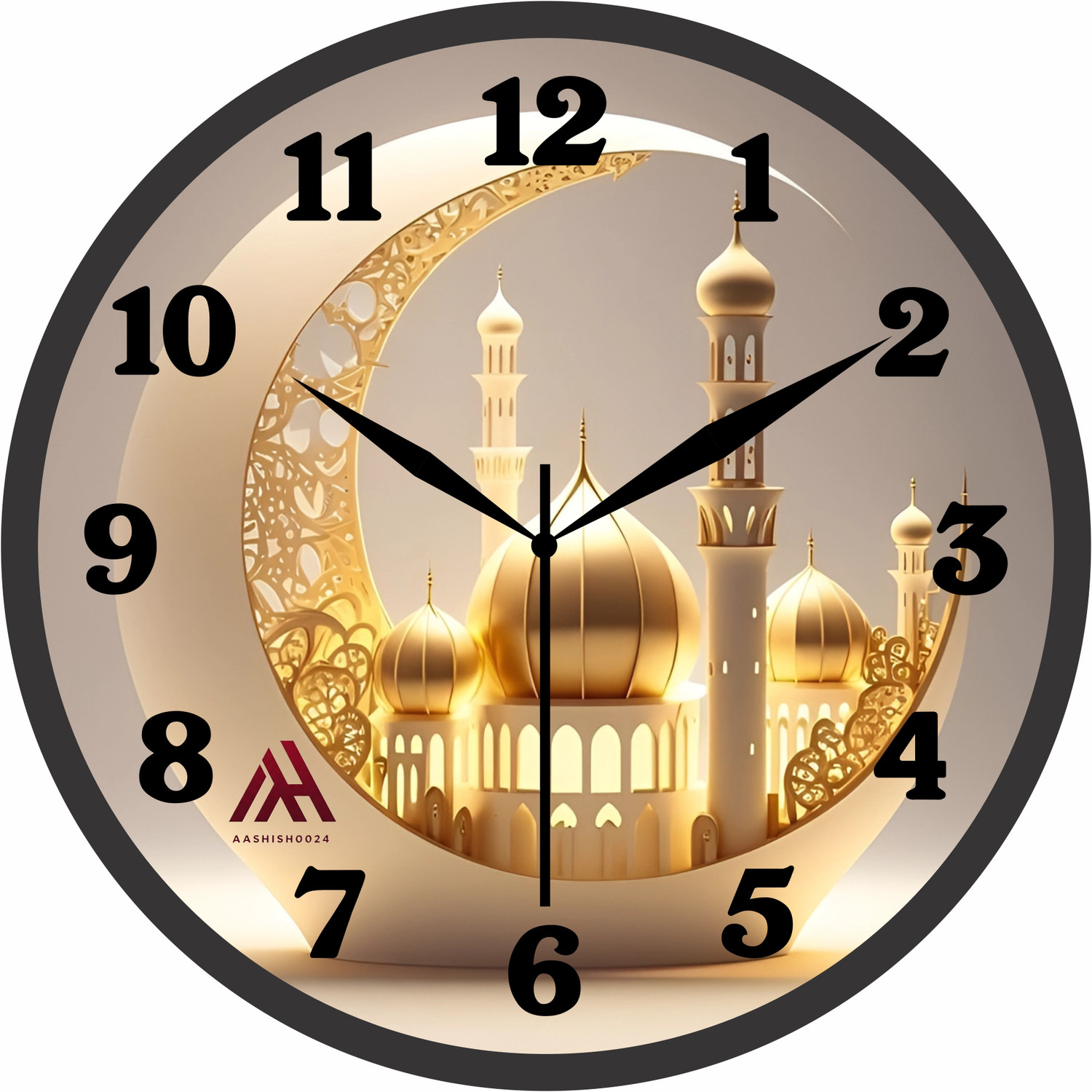 Image of Aashish.Enterprises Analog 25 cm X 25 cm Wall Clock (Black, With Glass, Standard)