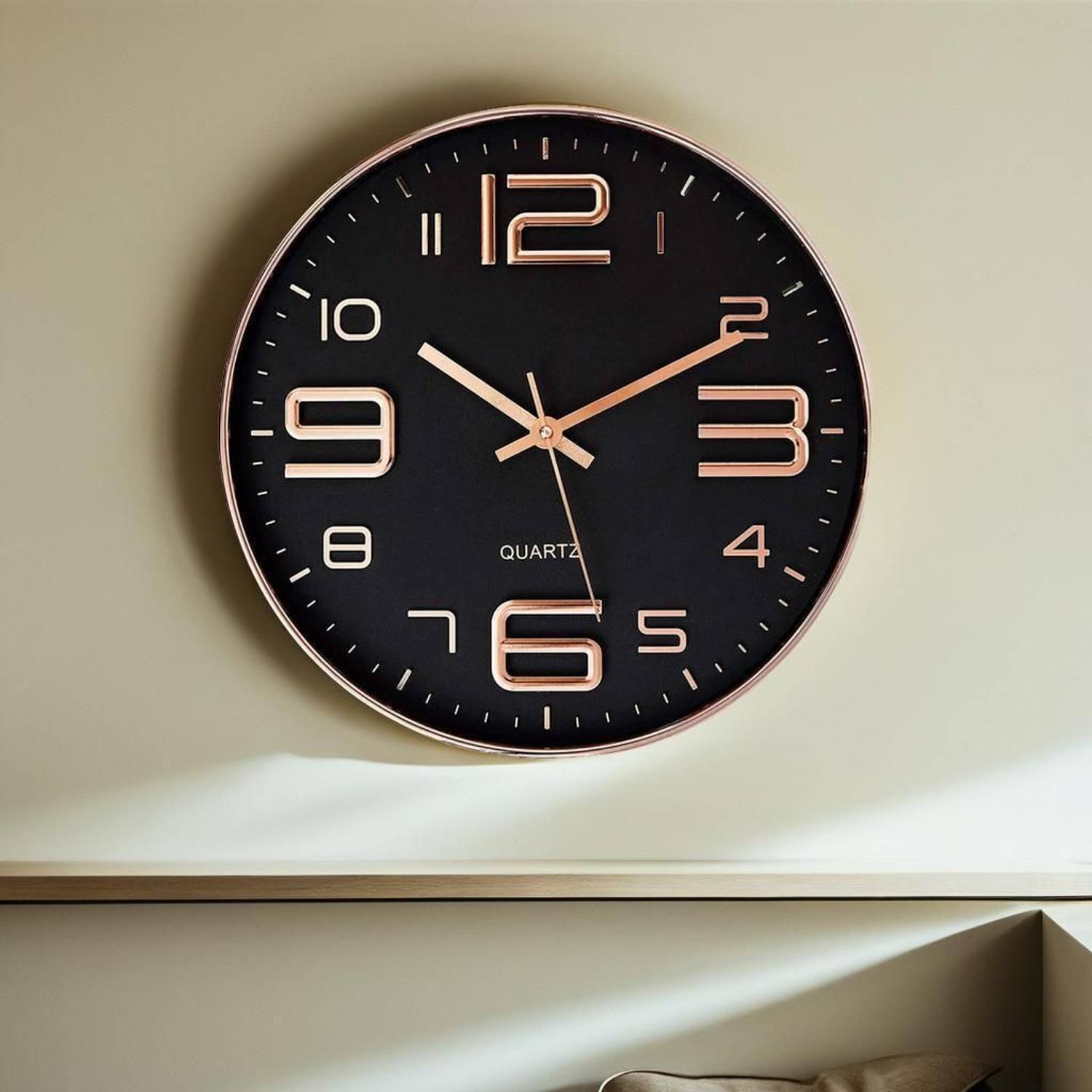 WHISKET Analog 30 cm X 30 cm Wall Clock (Gold, With Glass, Standa