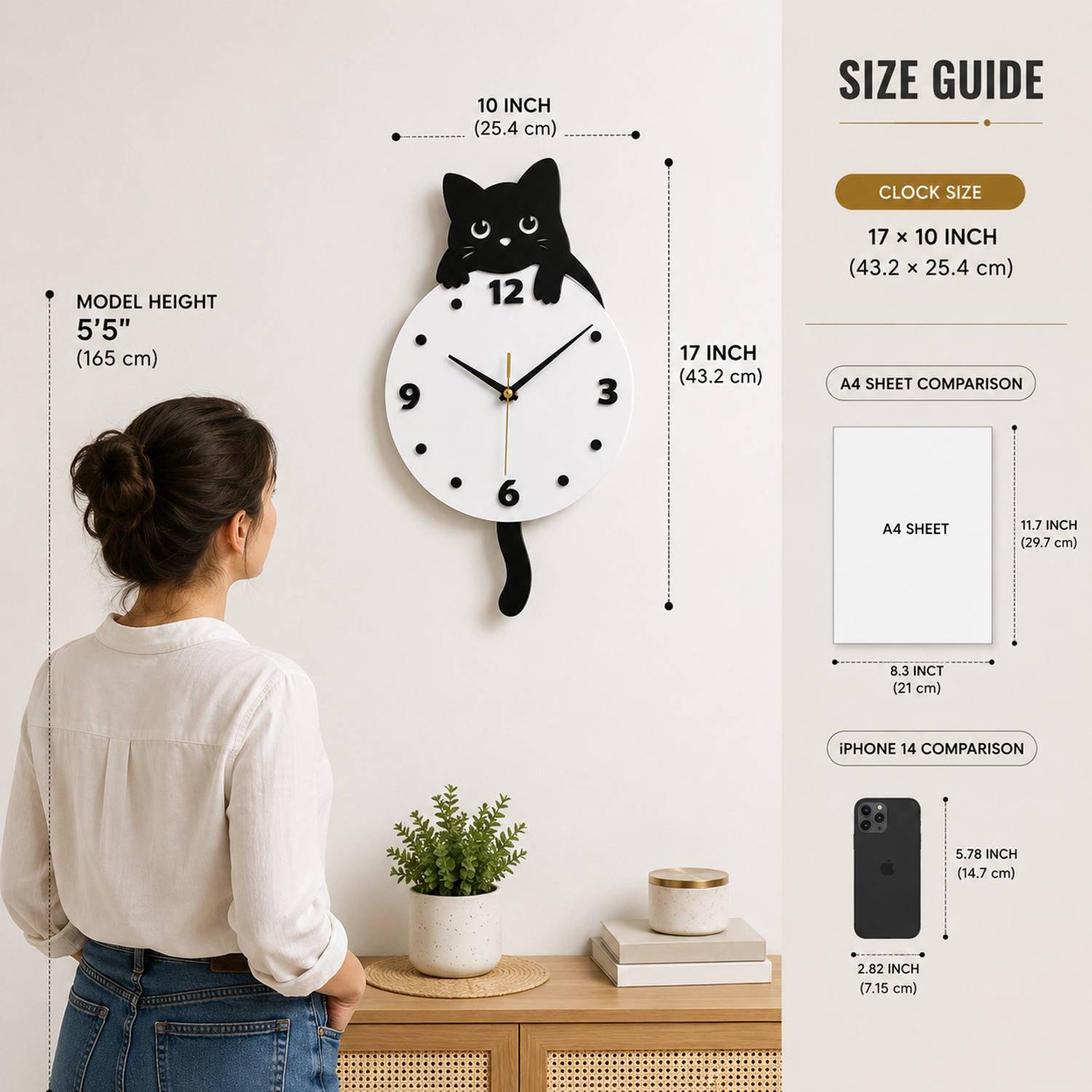 AngelSee 33cm x 25.5cm White Wall Clock - Image 4