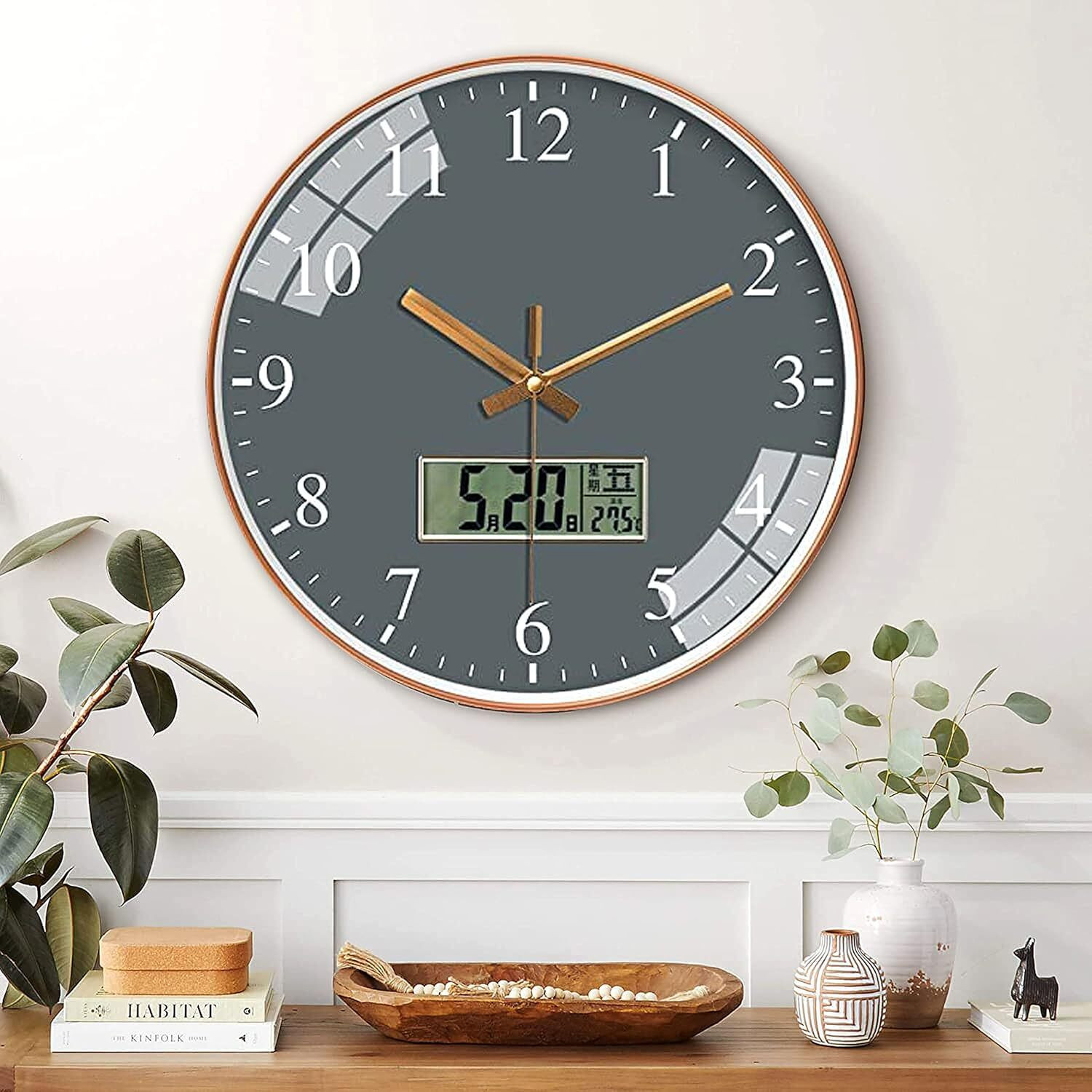 Image of Star Work Analog-Digital 29.5 cm X 29.5 cm Wall Clock