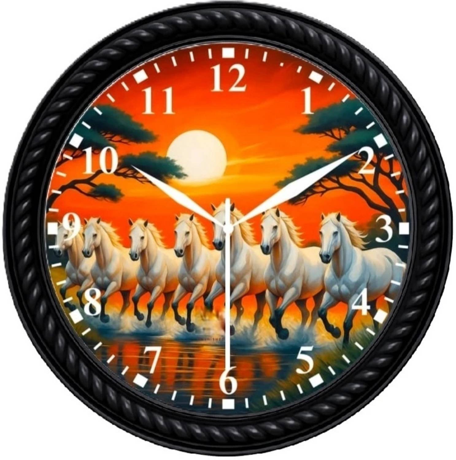 AJLANO Analog 25 cm X 25 cm Wall Clock (Black, With Glass, Standa