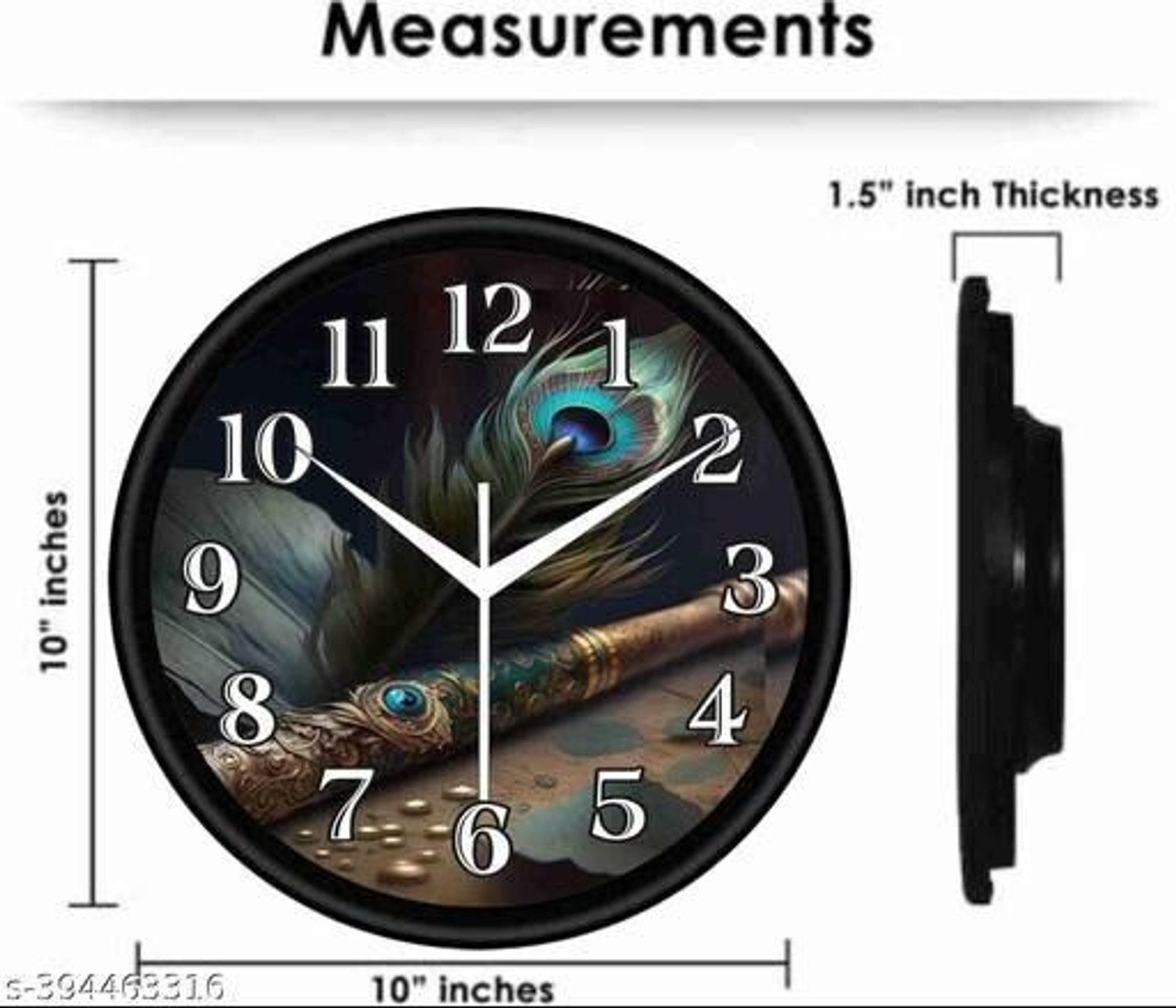 Image of jv enterprises Analog 25.4 cm X 25.4 cm Wall Clock (Black, With Glass, Standard)