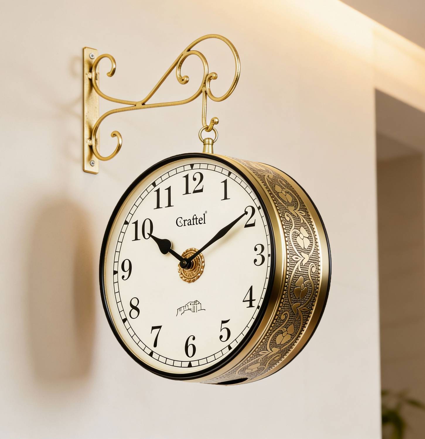 Craftel 31 cm Gold Analog Wall Clock - Image 1