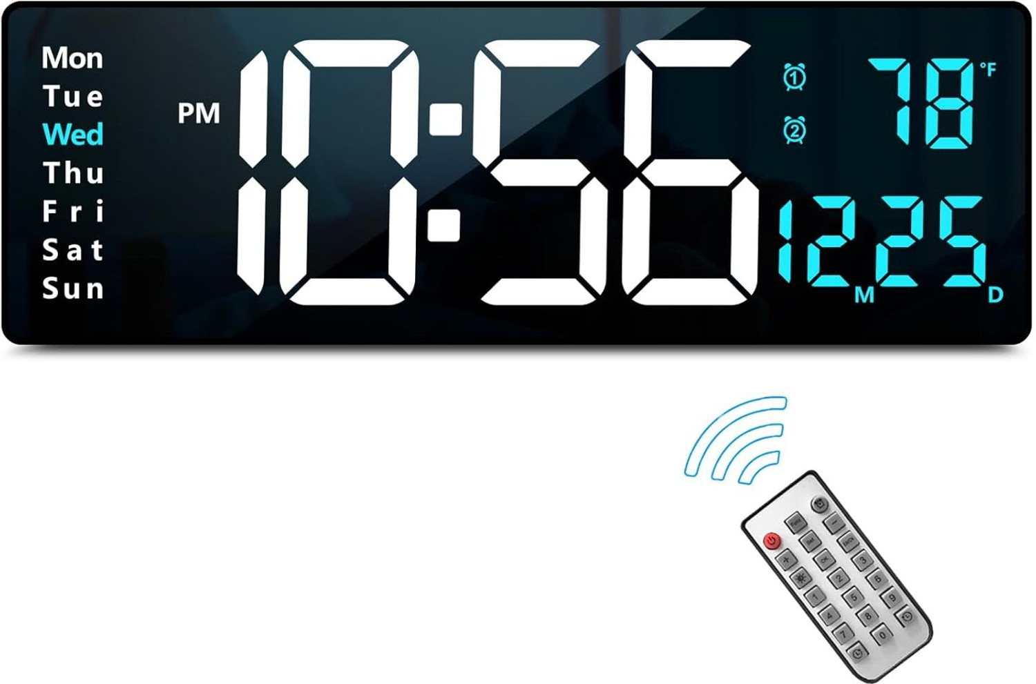 Image of JELLEX Digital 12 cm X 38 cm Wall Clock (White, Blue, Without Glass, Standard)