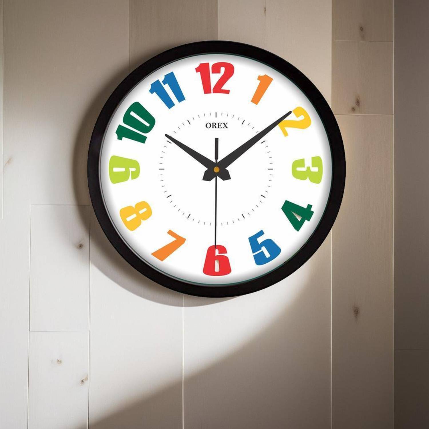 OREX Analog 30.5 cm X 30.5 cm Wall Clock (Black, With Glass, Stan