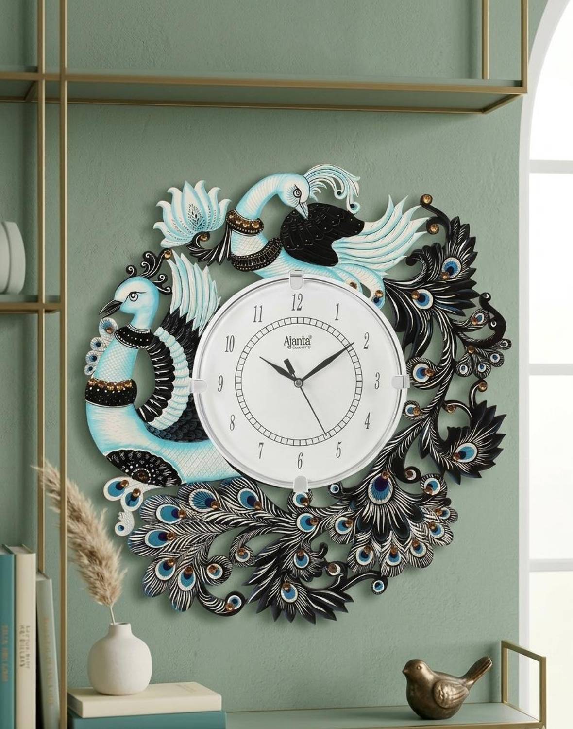 AJANTA Analog 35 cm X 33 cm Wall Clock (Multicolor, With Glass, S
