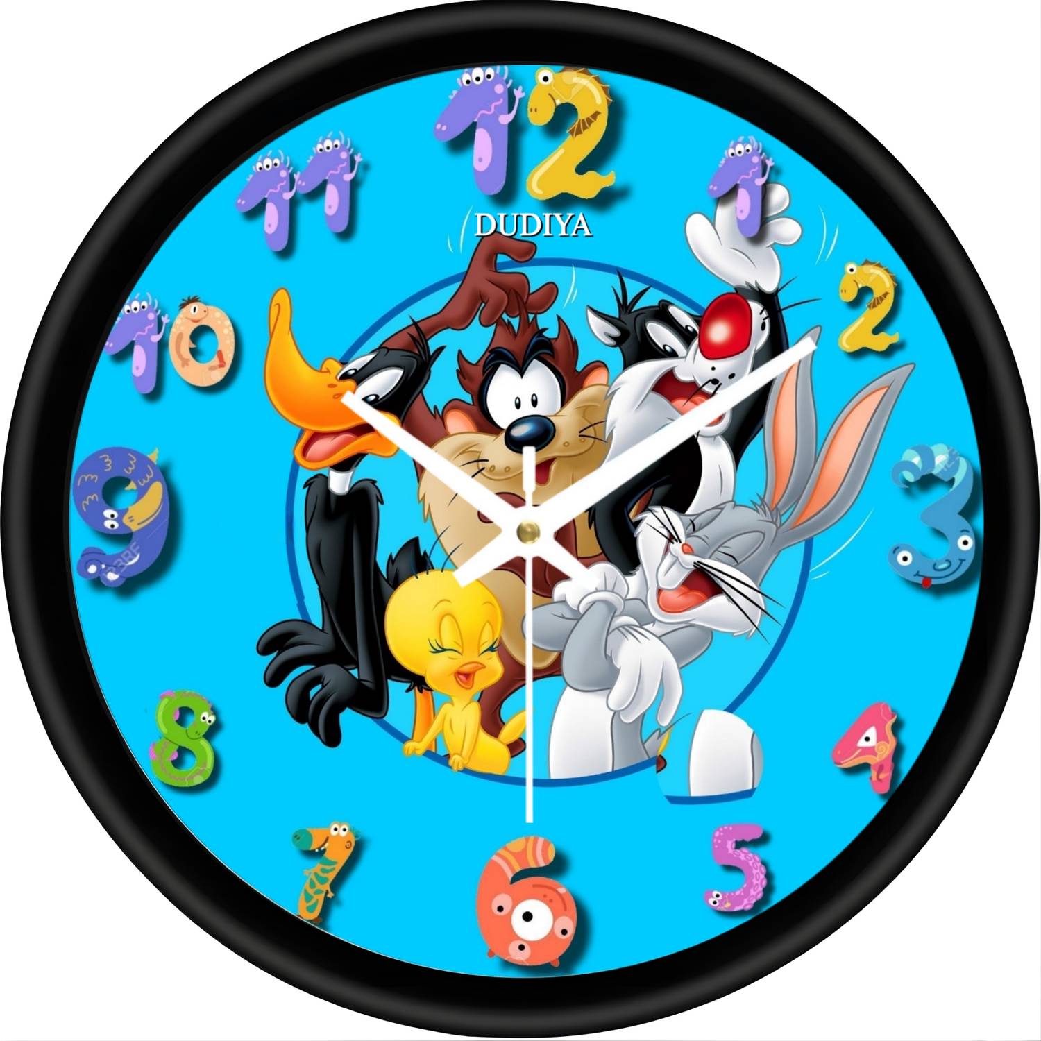 Mkdudiya Analog 25 cm X 25 cm Wall Clock (Black, With Glass, Stan