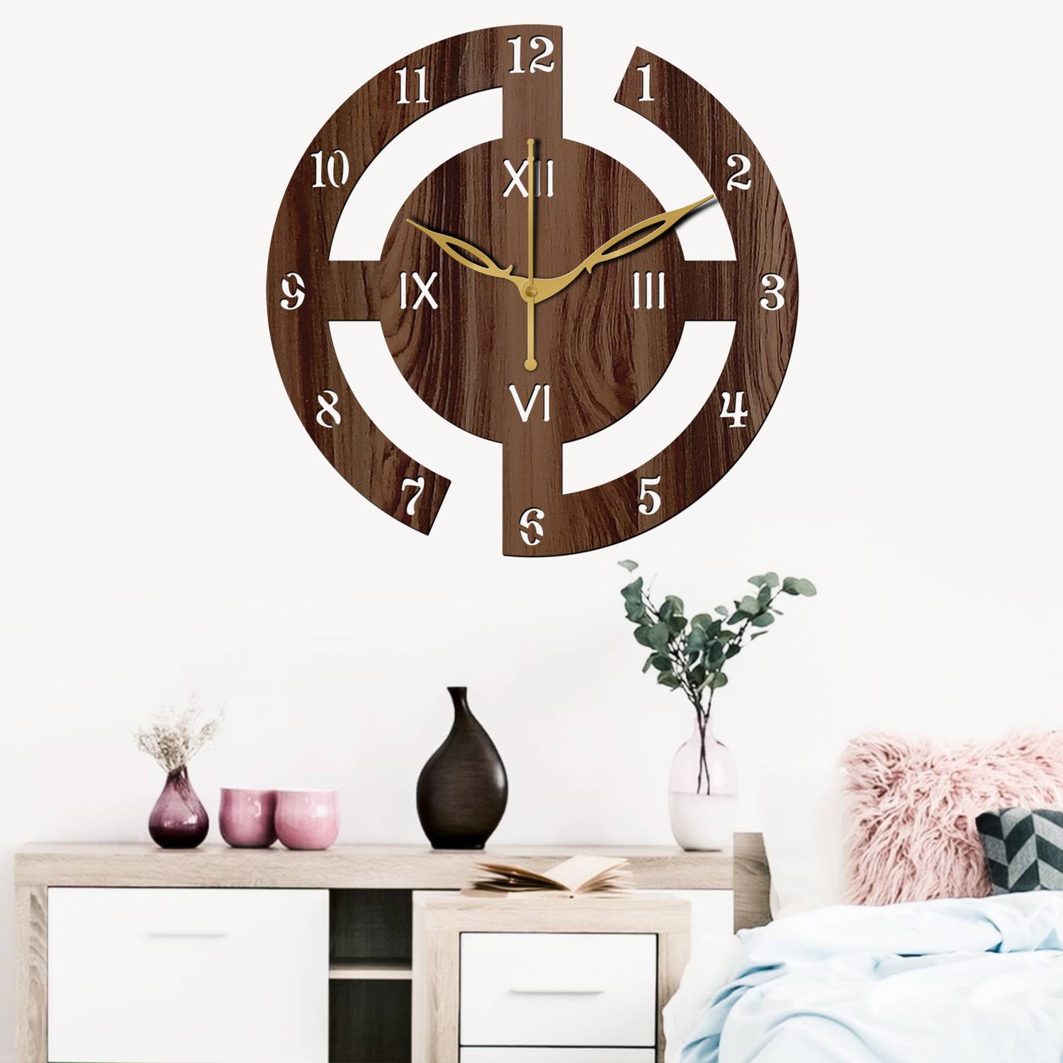 Yamizen Analog 25 cm X 25 cm Wall Clock (Brown, Without Glass, St