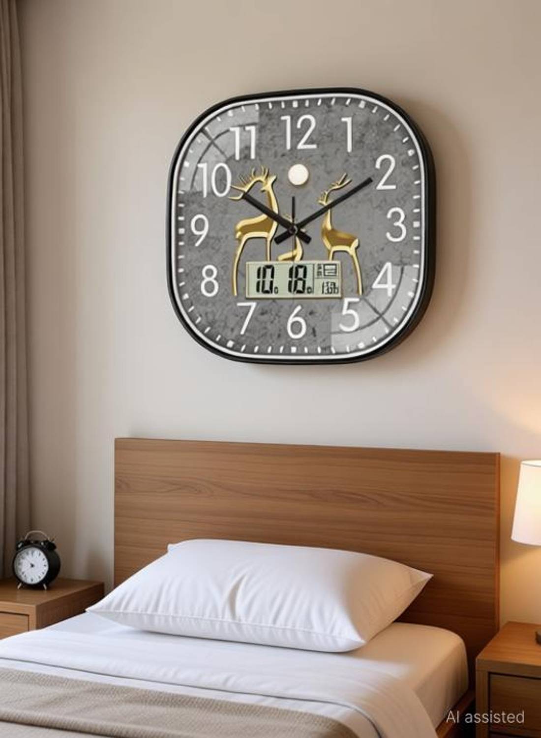 AshandRoh Analog-Digital 29.5 cm X 29.5 cm Wall Clock (Grey, With