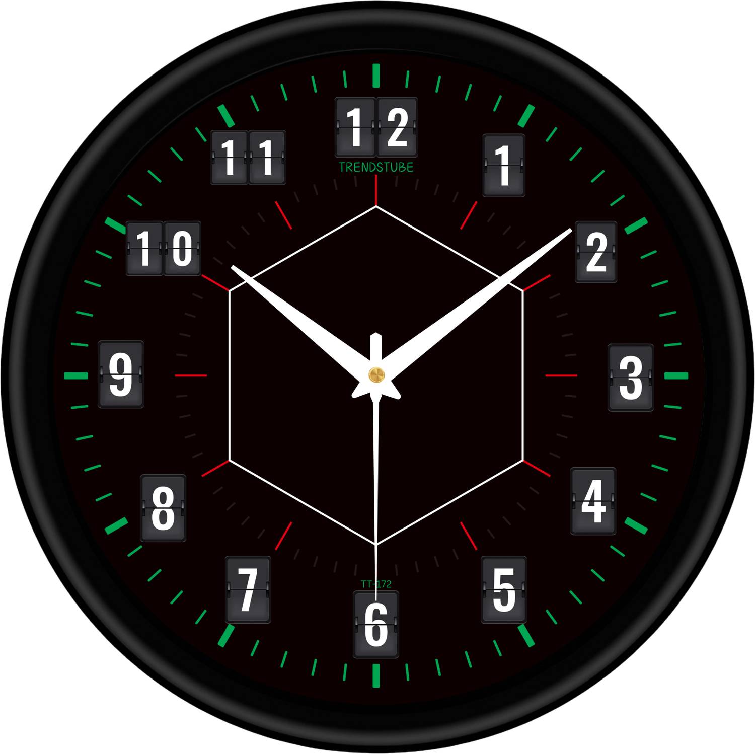 TrendsTube Analog 25 cm X 25 cm Wall Clock (Black, With Glass, St