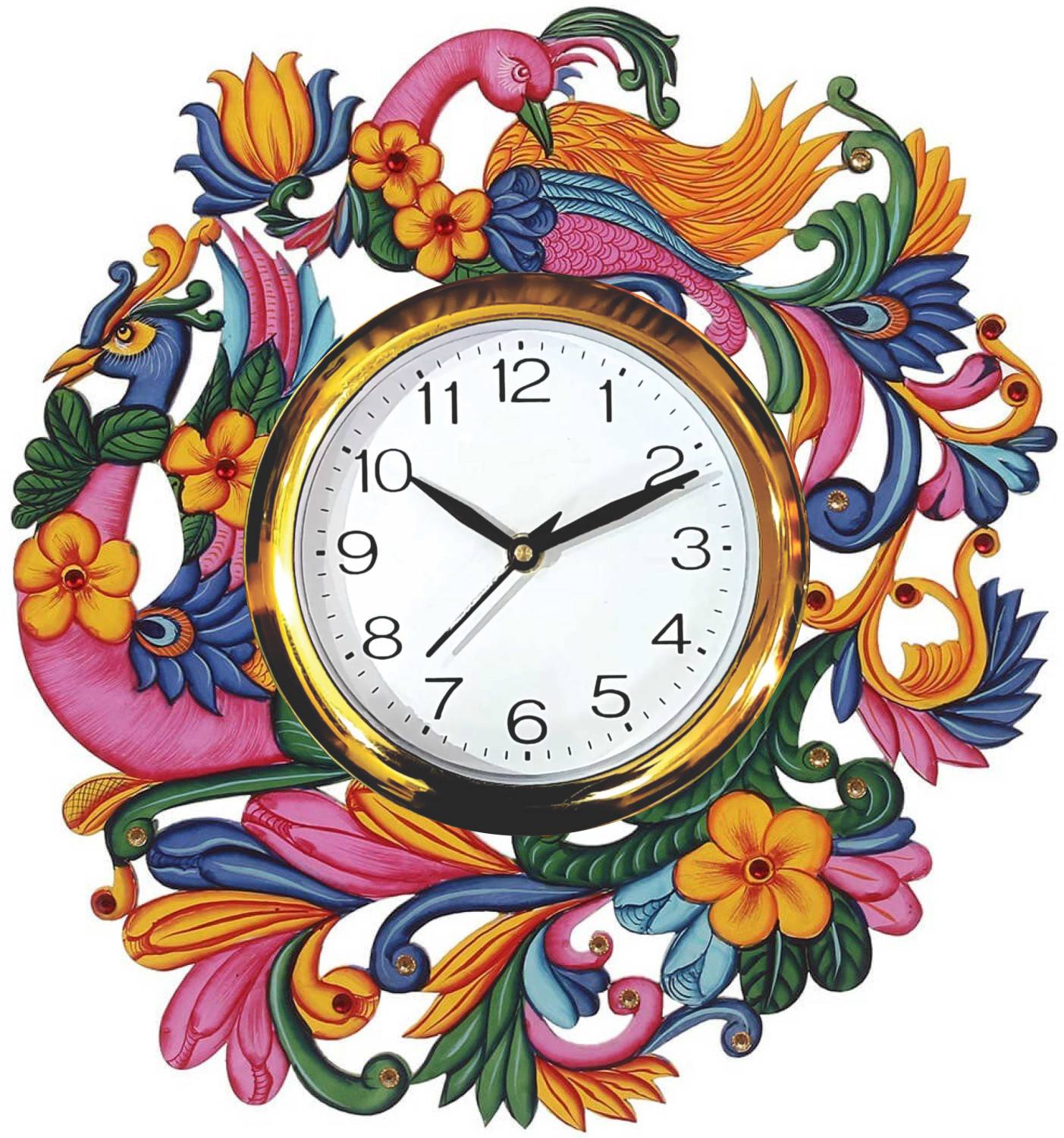 Heritagecrafts Analog 30 cm X 40 cm Wall Clock (Pink, With Glass,