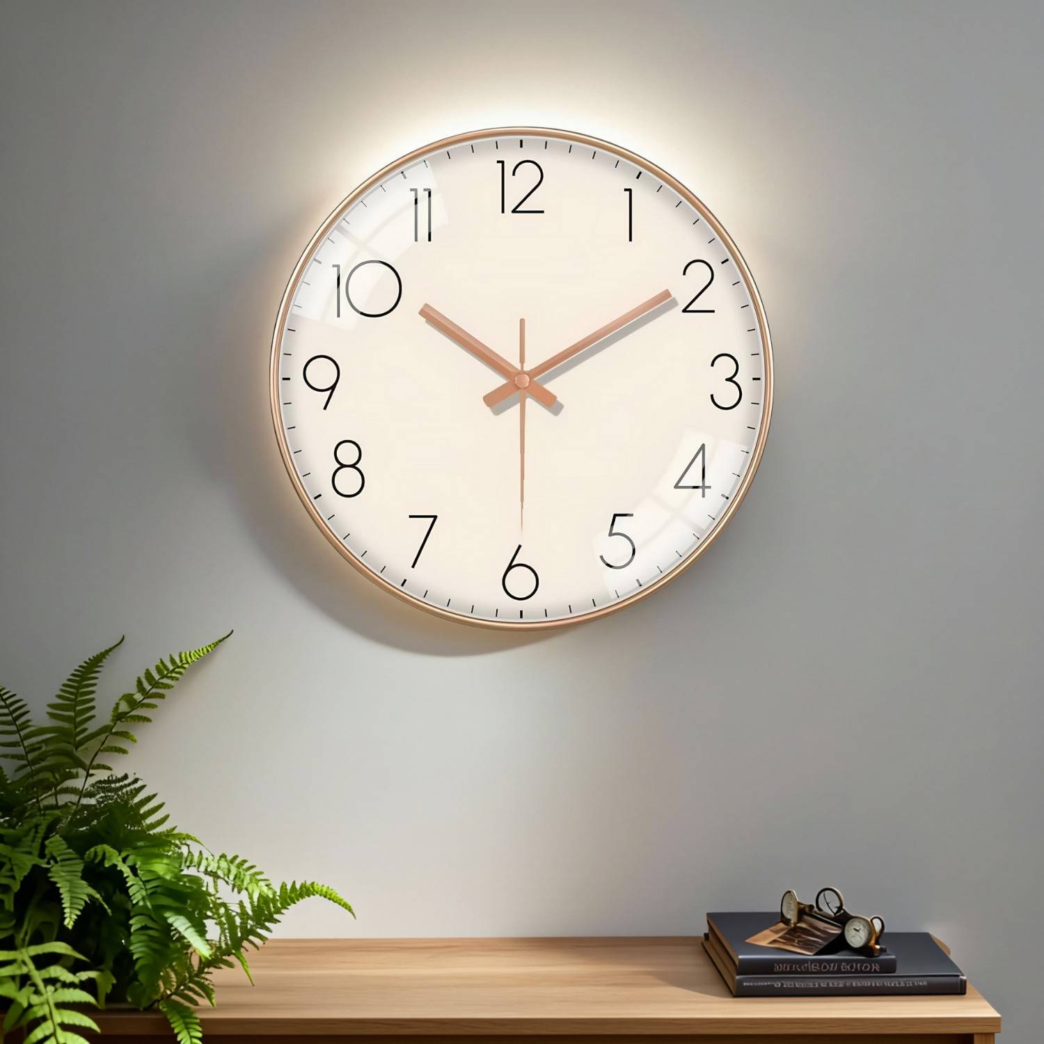 GINOYABROTHERS Analog 30 cm X 30 cm Wall Clock (Beige, Beige, Wit