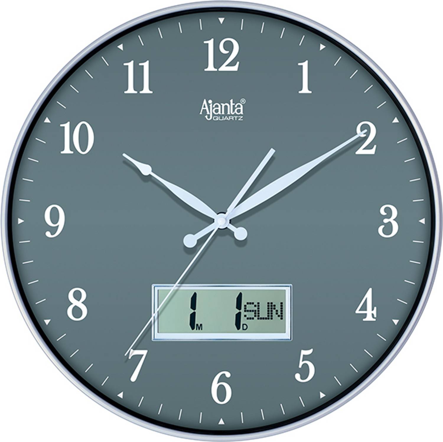 AJANTA Analog-Digital 34 cm X 34 cm Wall Clock (Grey, With Glass,