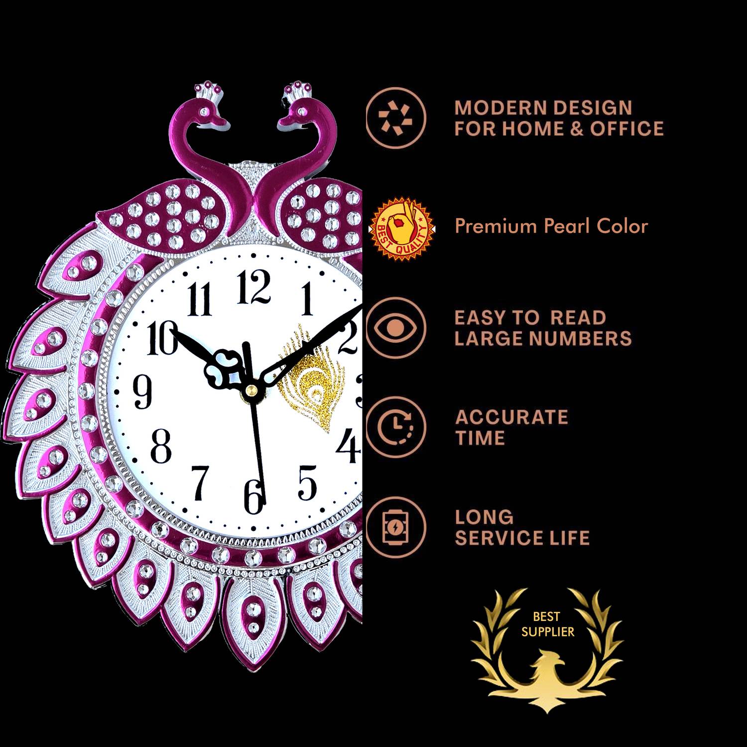 Kerensa Analog 23 cm X 23 cm Wall Clock Price in India - Buy