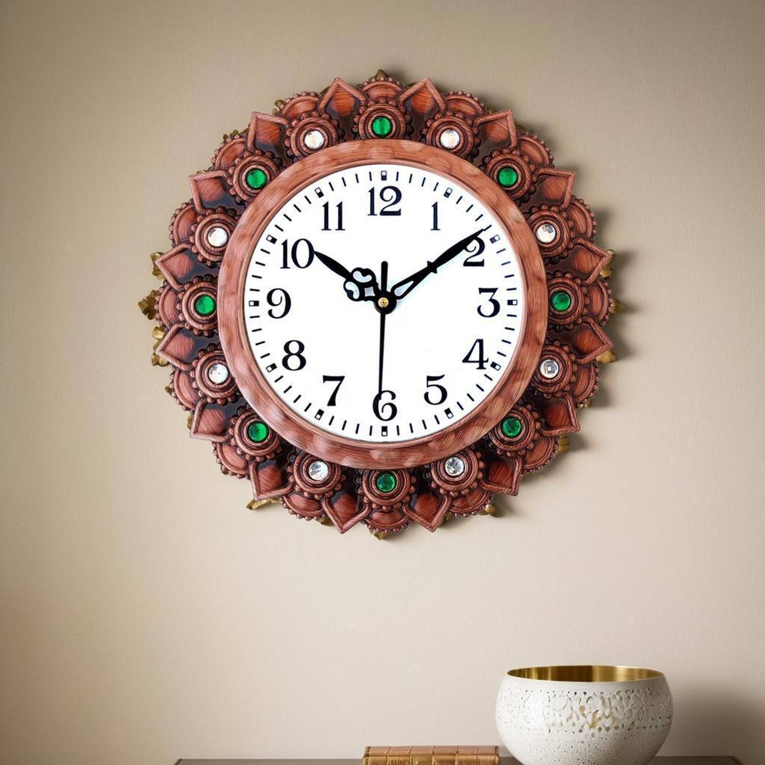 setu creation Analog 26 cm X 26 cm Wall Clock (Brown, With Glass,