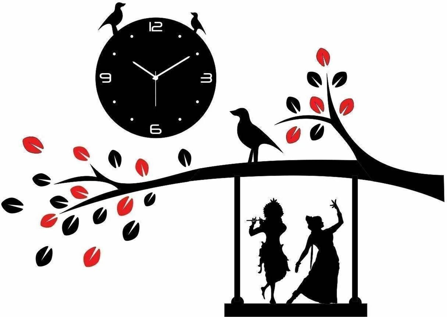 Mysticoal Analog 10 cm X 19 cm Wall Clock (Black, Without Glass,