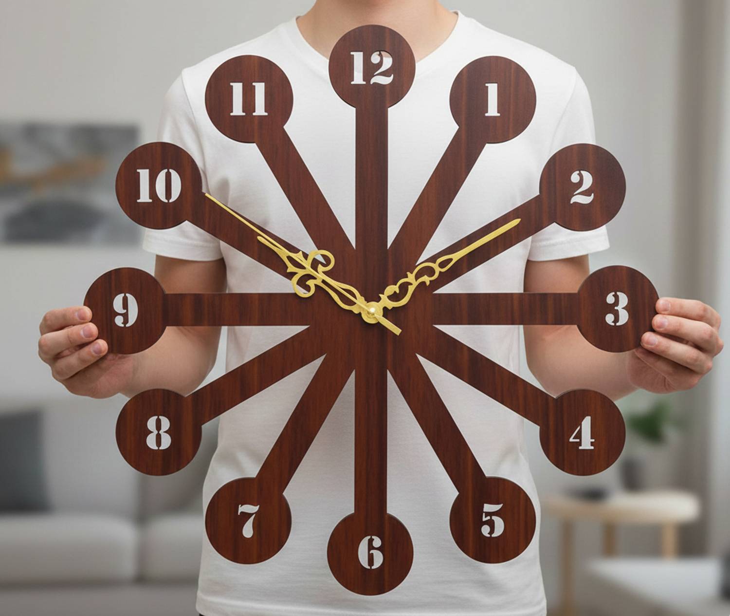 Phonedda Analog 30 cm X 30 cm Wall Clock (Brown, Without Glass, S