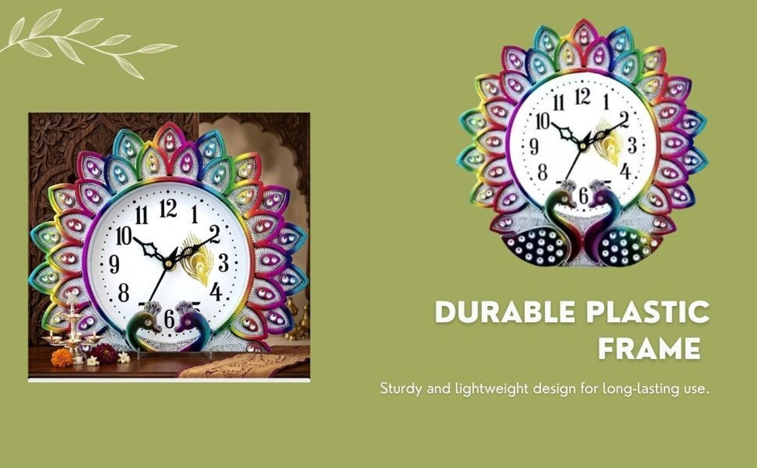 Image of Madhavix Analog 35 cm X 35 cm Wall Clock (Multicolor, White, With Glass, Standard)