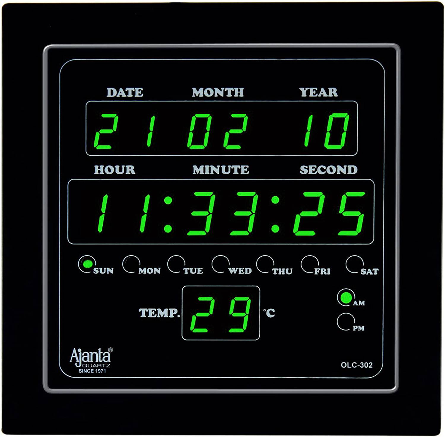 AJANTA Digital Wall Clock 25.4 cm x 25.4 cm - Image 1
