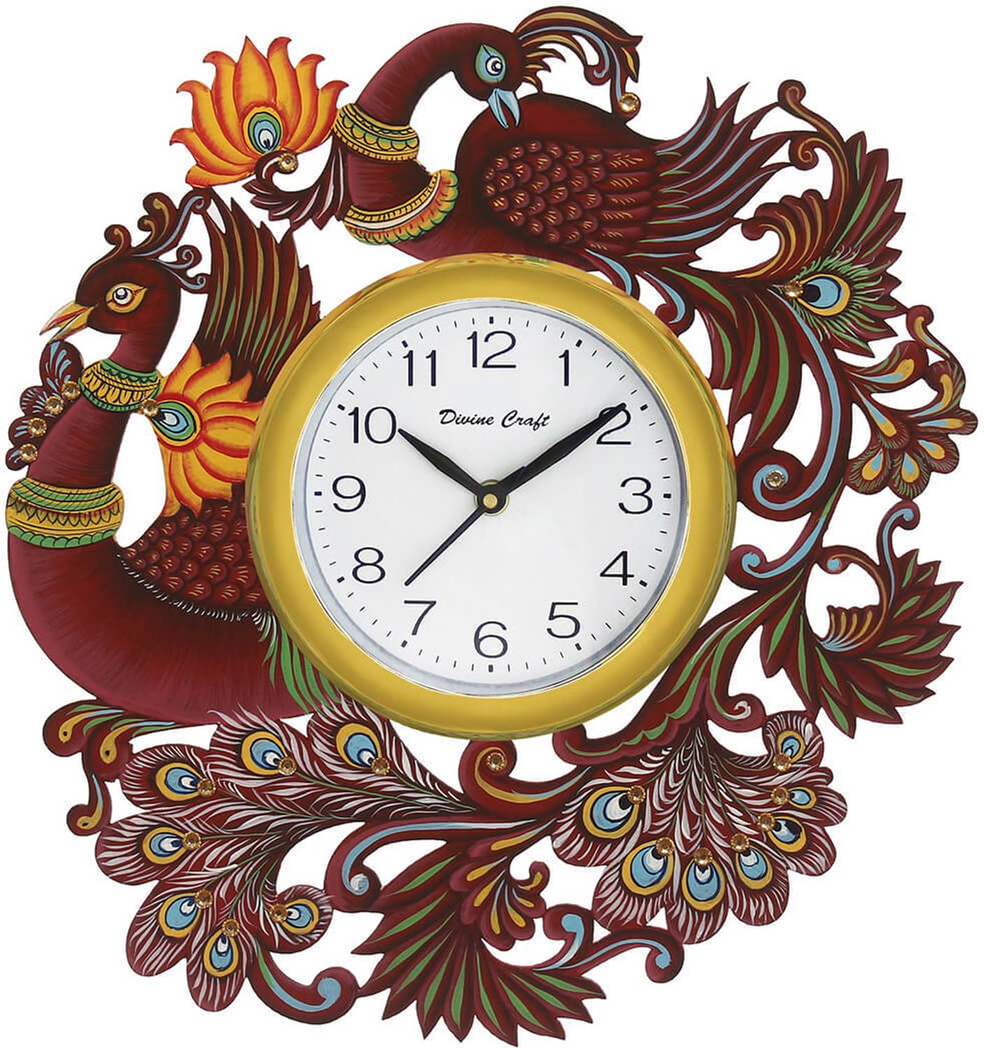 DivineCrafts Analog 33.2 cm X 33.2 cm Wall Clock (Red, With Glass