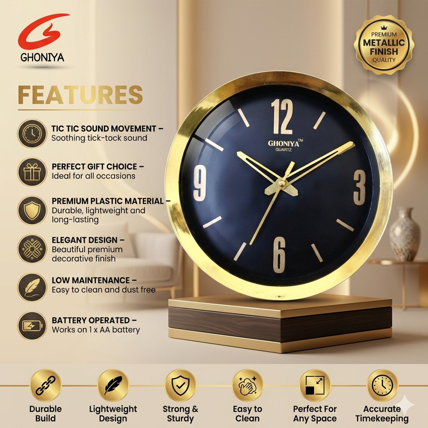 Image of Ghoniya enterprise Analog 20 cm X 20 cm Wall Clock