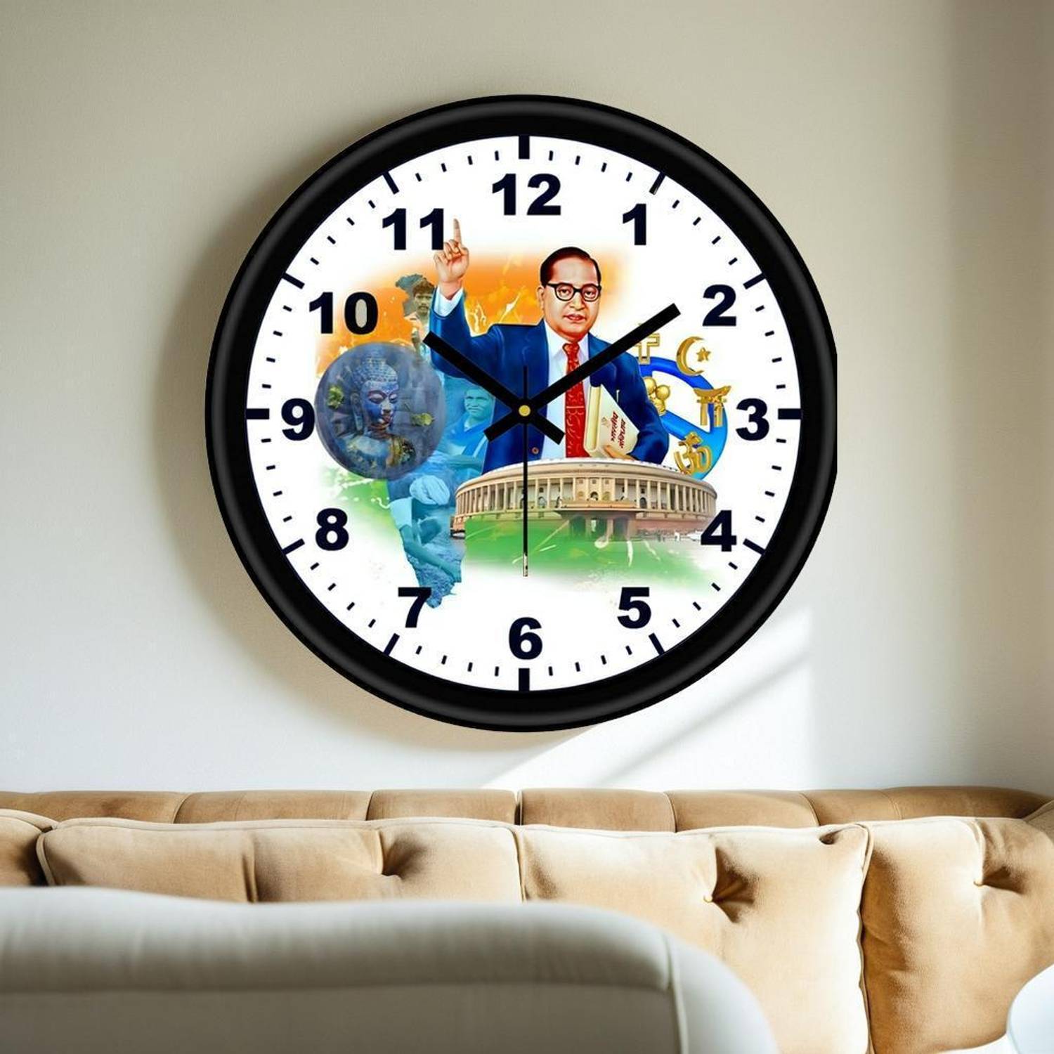 Fashion World Analog 25 cm X 25 cm Wall Clock (Black, With Glass,