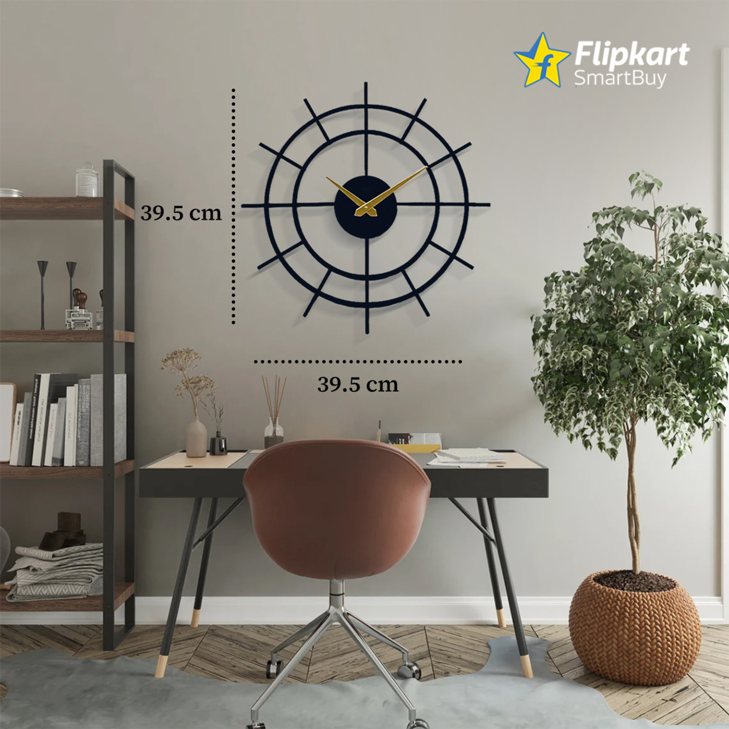 Image of Flipkart SmartBuy Analog 39.5 cm X 39.5 cm Wall Clock (Black, Without Glass, Standard)