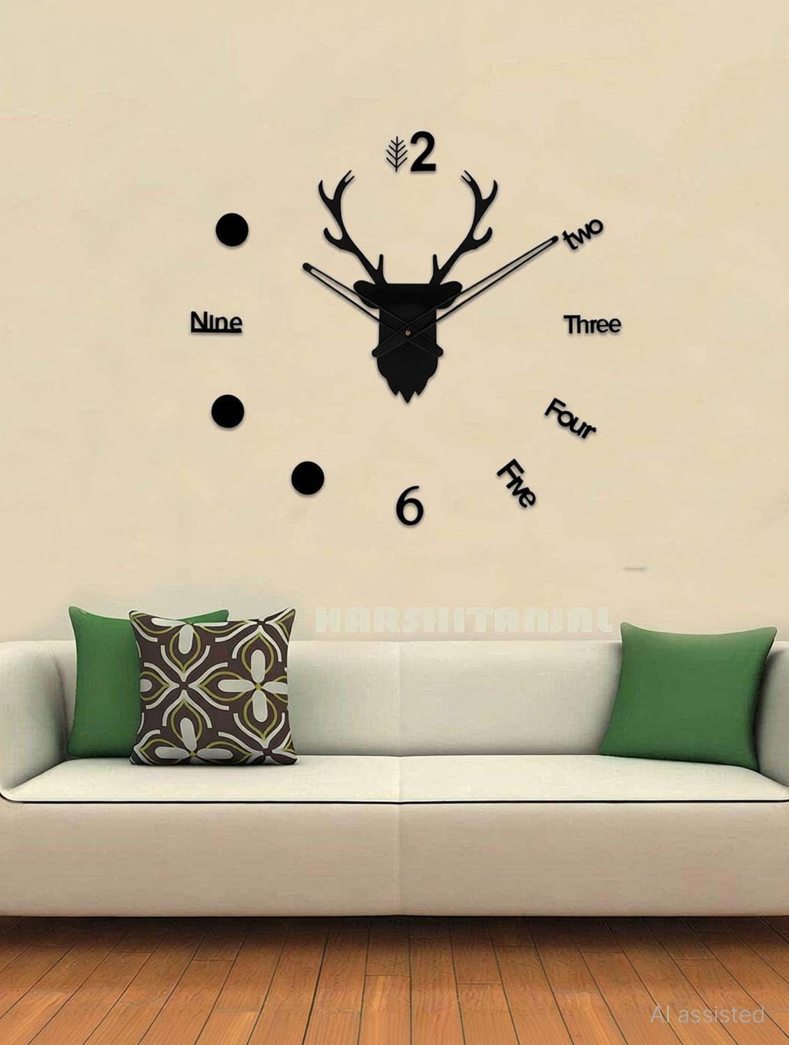 FASTQT 60x60 cm Analog Wall Clock Black - Image 2