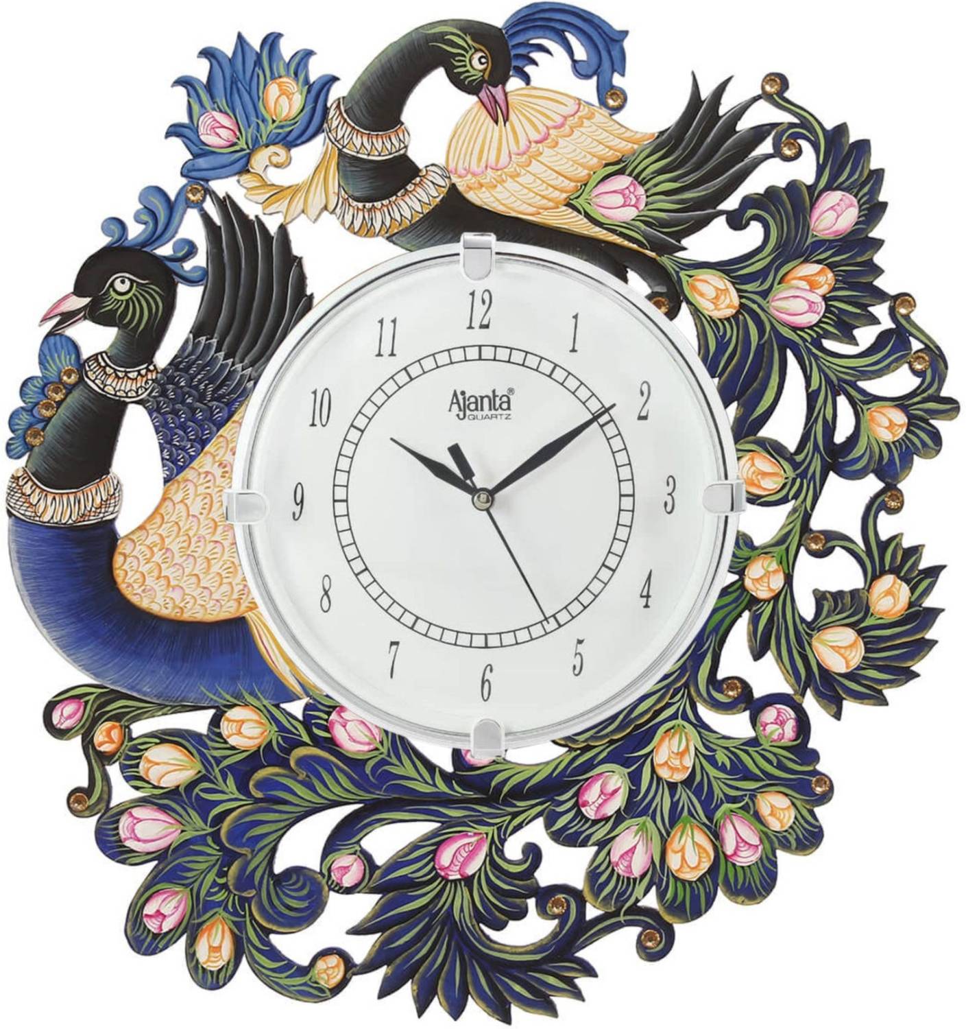 AJANTA Analog 35 cm X 33 cm Wall Clock (Blue, With Glass, Standar