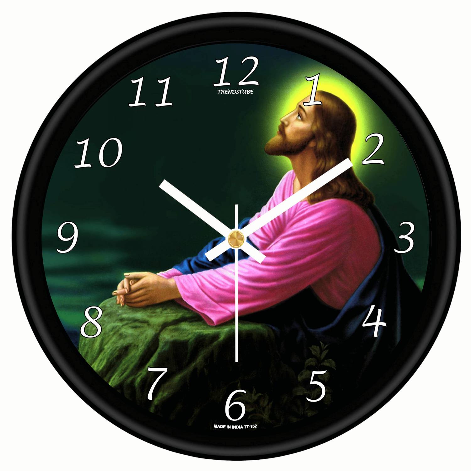 TrendsTube Analog 25 cm X 25 cm Wall Clock (Black, With Glass, St
