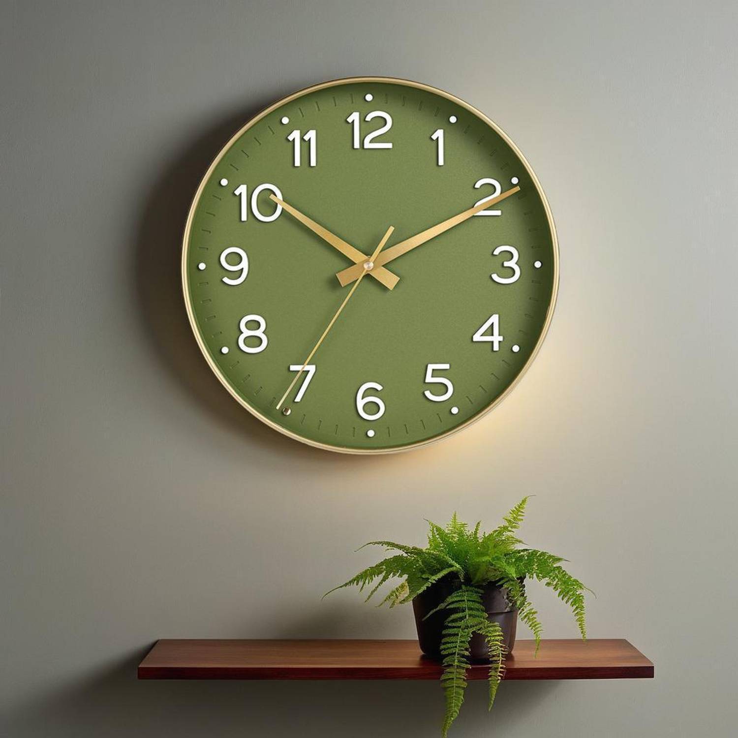 AshandRoh Analog 32 cm X 32 cm Wall Clock (Light Green, With Glas