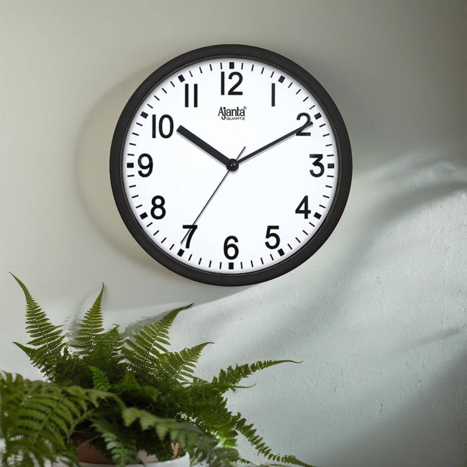 AJANTA Analog 23 cm X 23 cm Wall Clock (Black, With Glass, Standa
