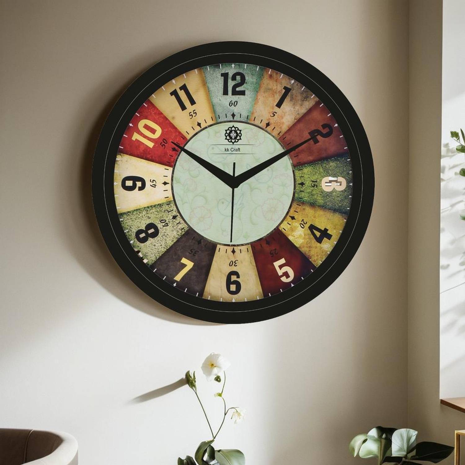 mishty Analog 28 cm X 28 cm Wall Clock (Multicolor, With Glass, S