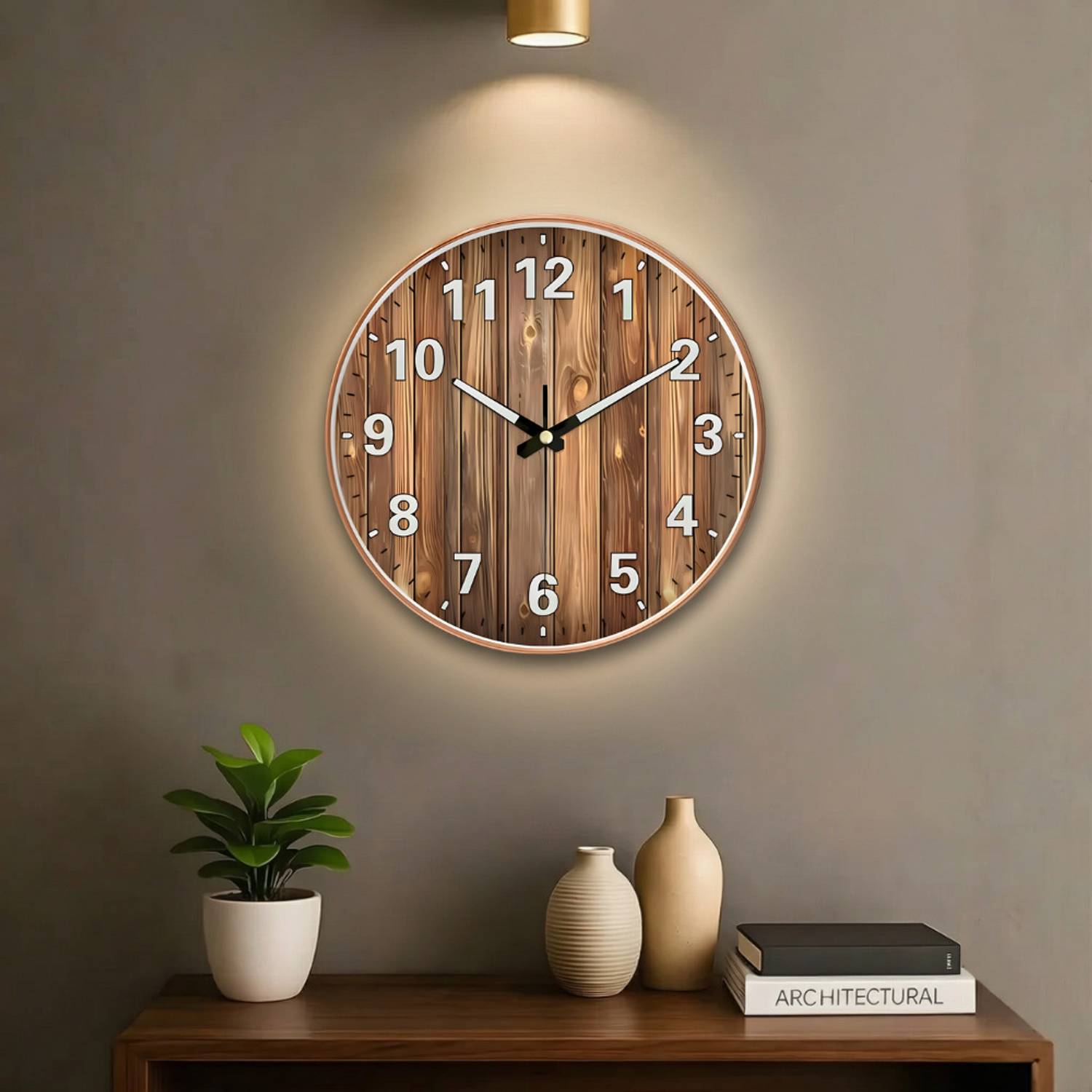 GRACIOUS MART Analog 30 cm X 30 cm Wall Clock (Beige, With Glass,