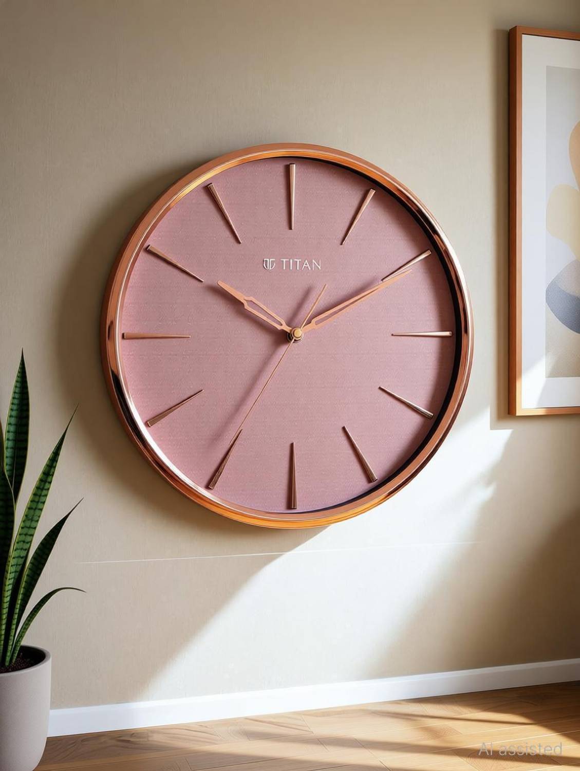 Titan Analog 32.5 cm X 32.5 cm Wall Clock (Pink, With Glass, Stan