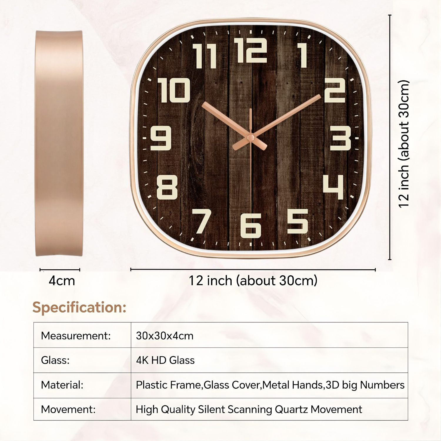 Image of GINOYABROTHERS Analog 30 cm X 30 cm Wall Clock