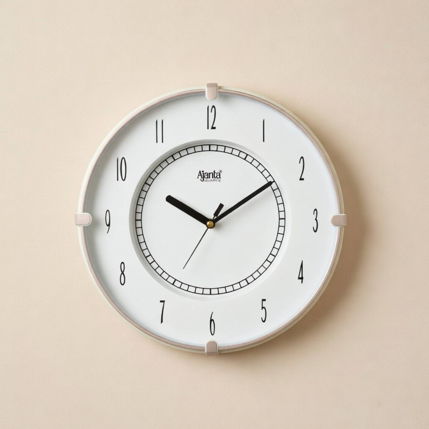 AJANTA Analog 26 cm X 26 cm Wall Clock (White, With Glass, Standa