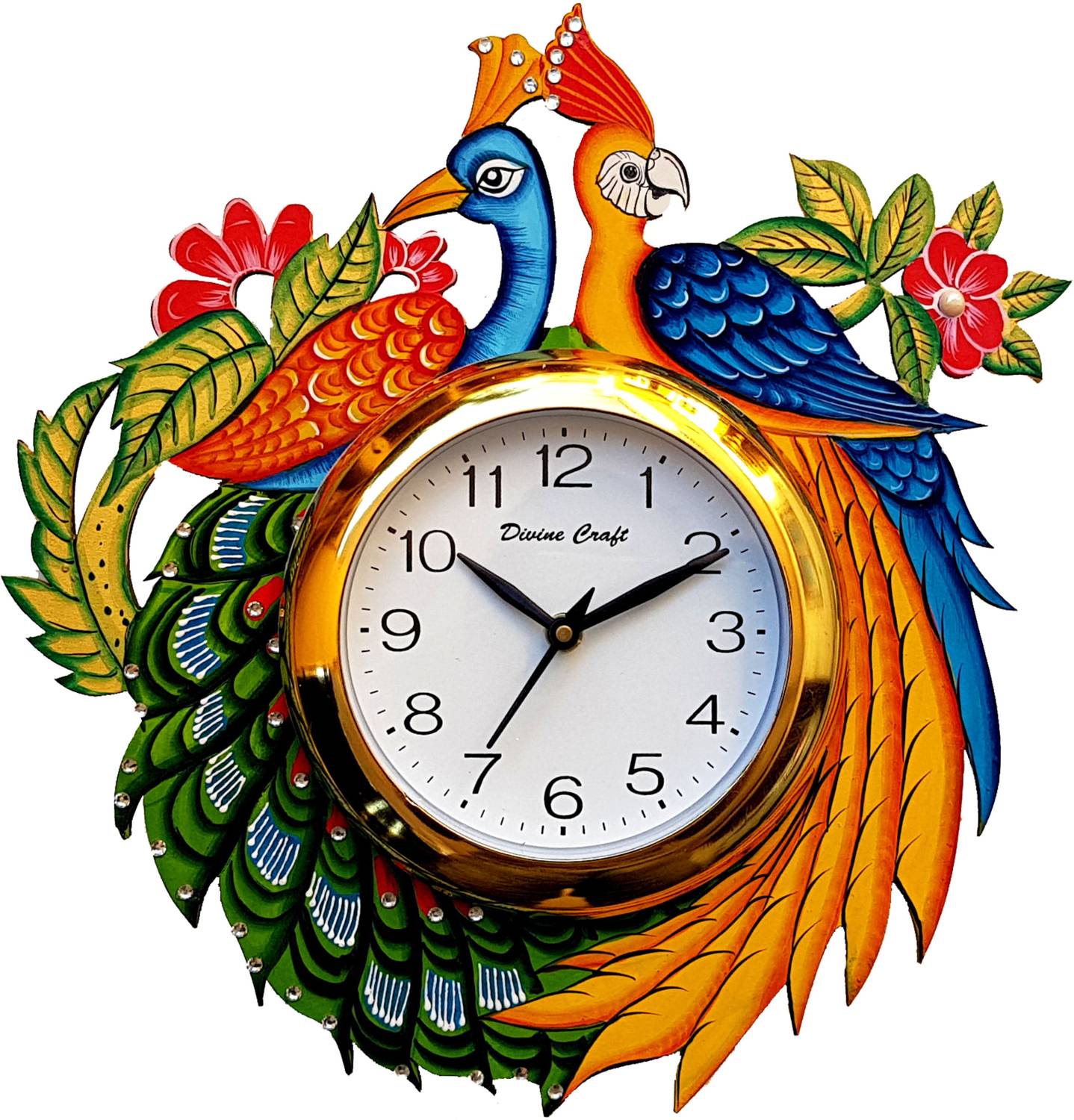 DivineCrafts Analog 35 cm X 35 cm Wall Clock (Multicolor, With Gl