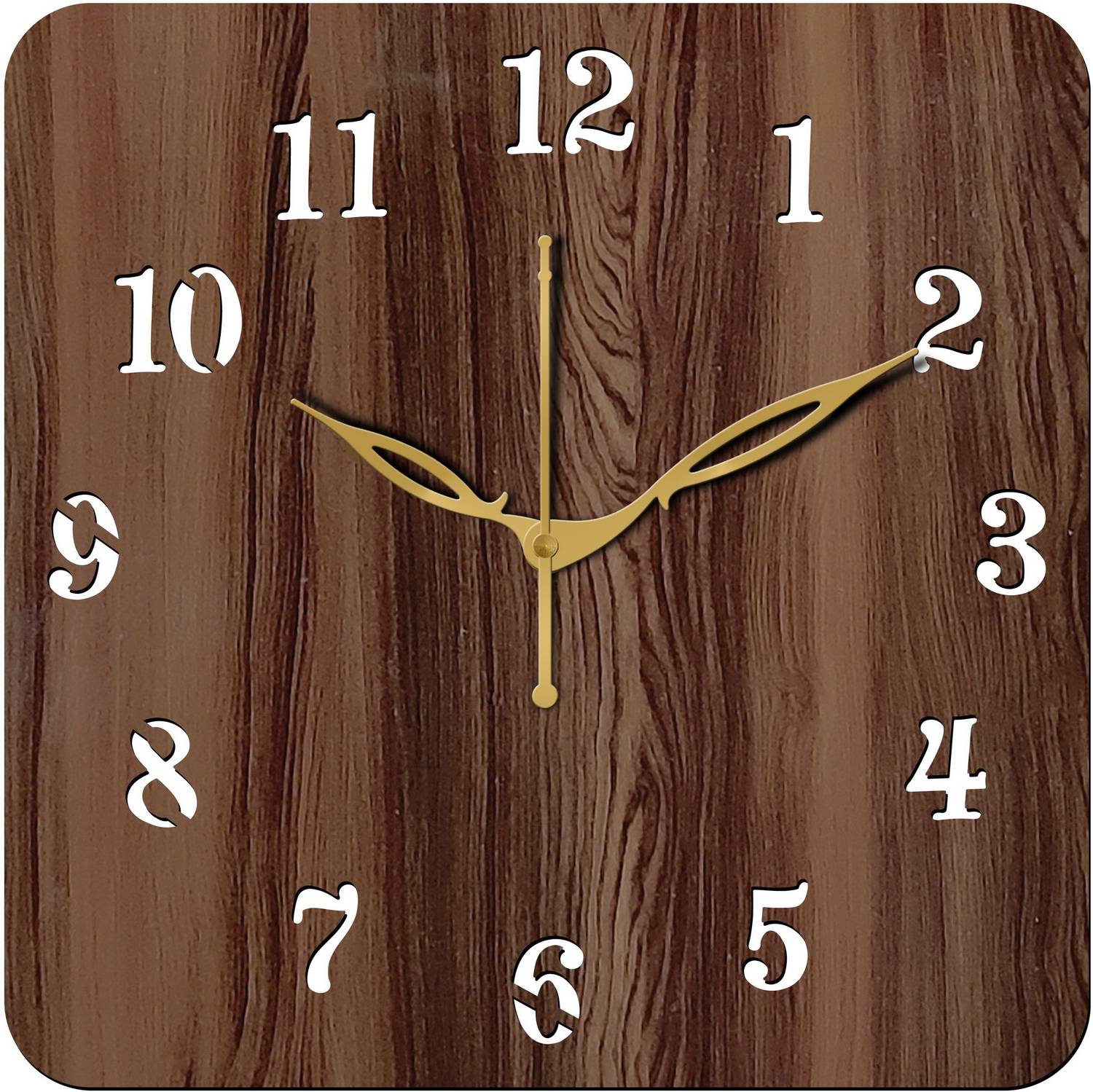 vpk Analog 30 cm X 30 cm Wall Clock (Brown, Without Glass, Standa