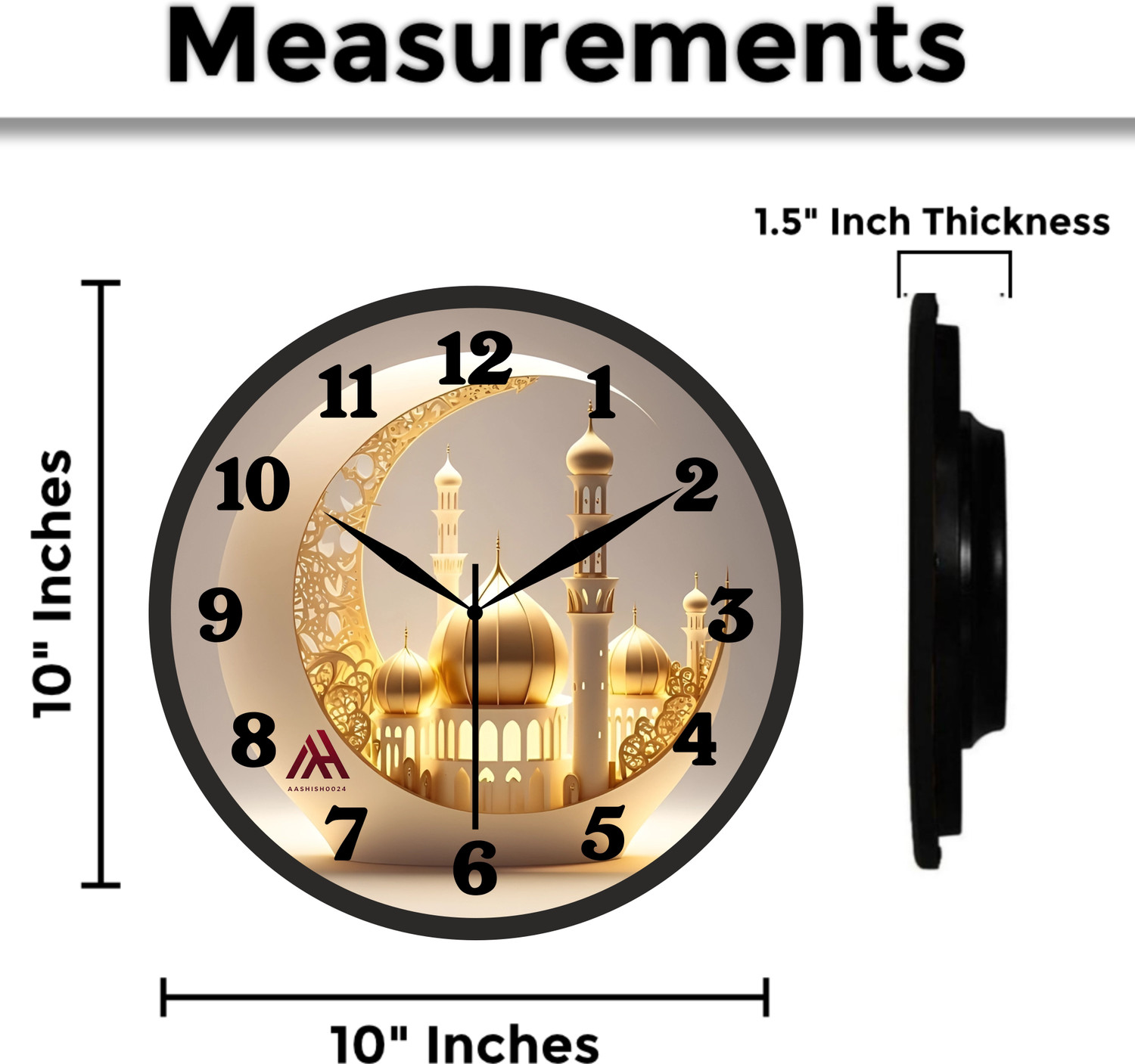 Image of Aashish.Enterprises Analog 25 cm X 25 cm Wall Clock (Black, With Glass, Standard)