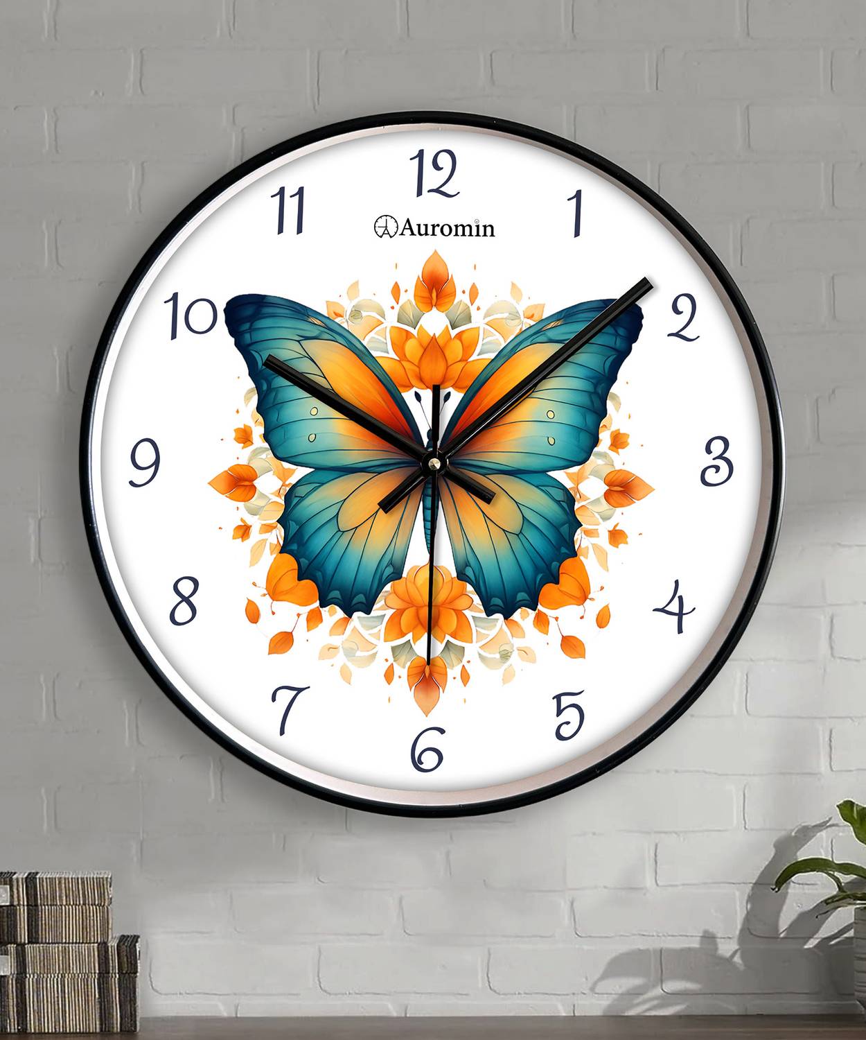 Auromin Analog 30 cm X 30 cm Wall Clock (White, With Glass, Stand