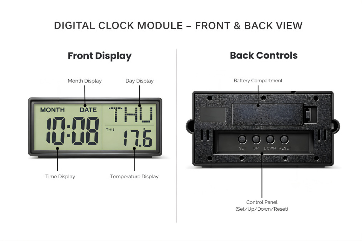 Image of Star Work Analog-Digital 28.5 cm X 28.5 cm Wall Clock