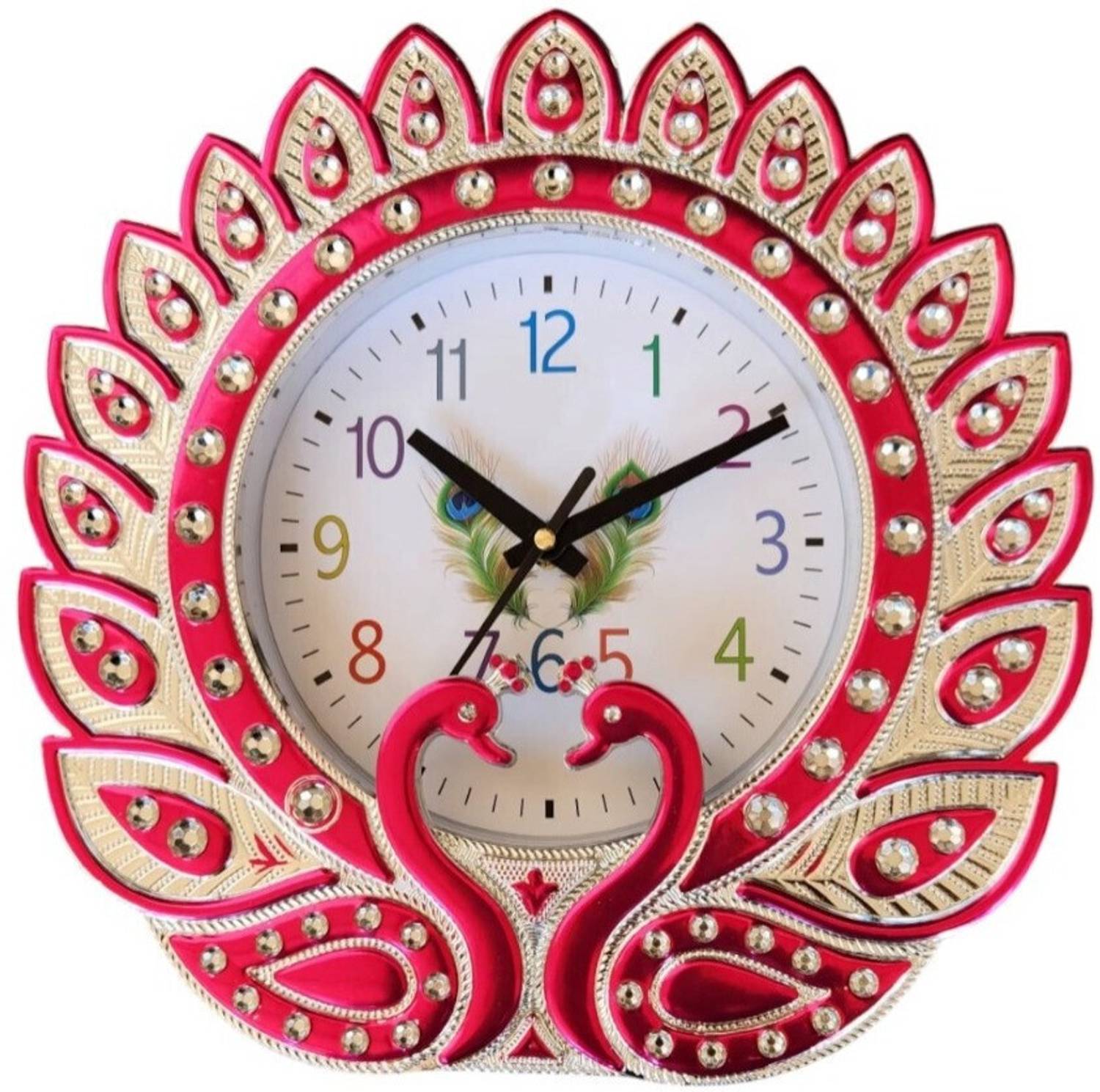SICORA Analog 25 cm X 25 cm Wall Clock (Red, With Glass, Standard