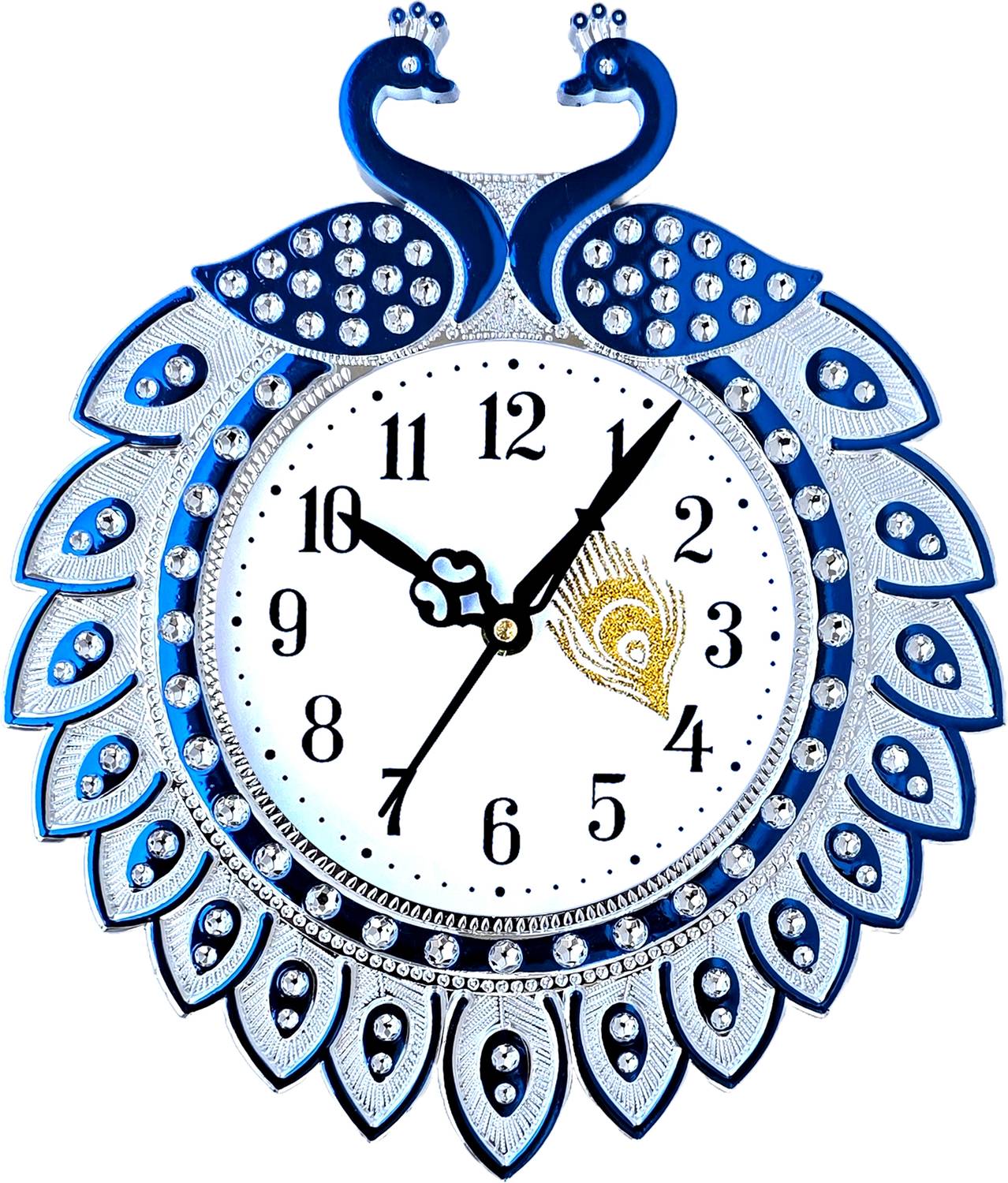 vinodn Analog 23 cm X 25 cm Wall Clock (Dark Blue, With Glass, St